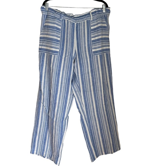 C&C California Womens 100%‎ Linen Stripe Straight Leg Pants Size XL - Picture 10 of 10